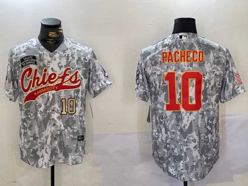 Mens Kansas City Chiefs #10 Isiah Pacheco 2024 Arctic Camo Salute To Service Stitched Baseball Jerseys